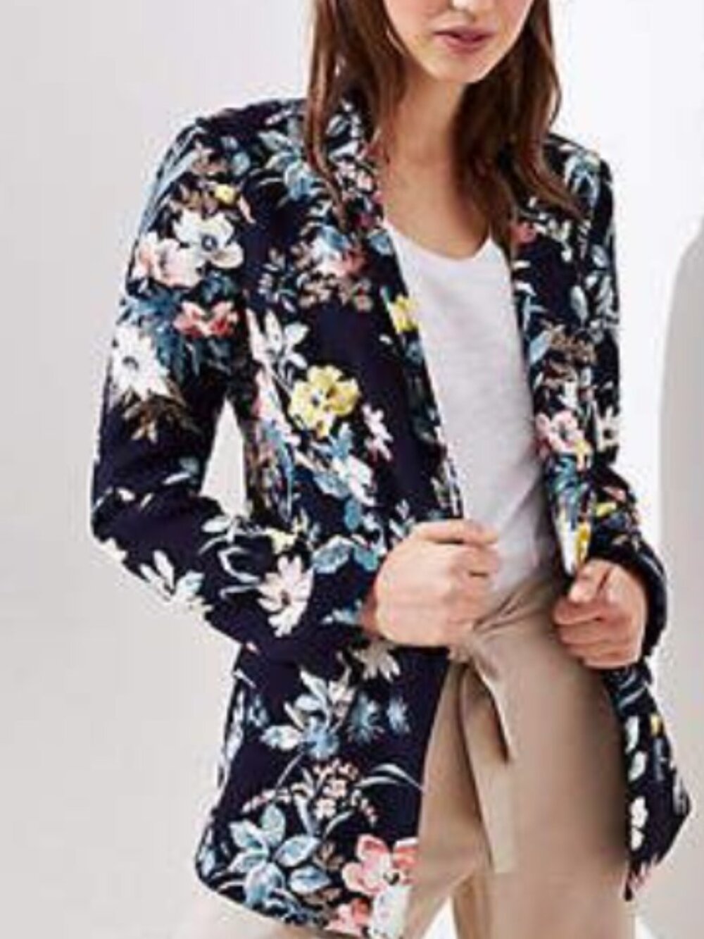 LOFT Petite Floral Long Open Blazer SZ 6